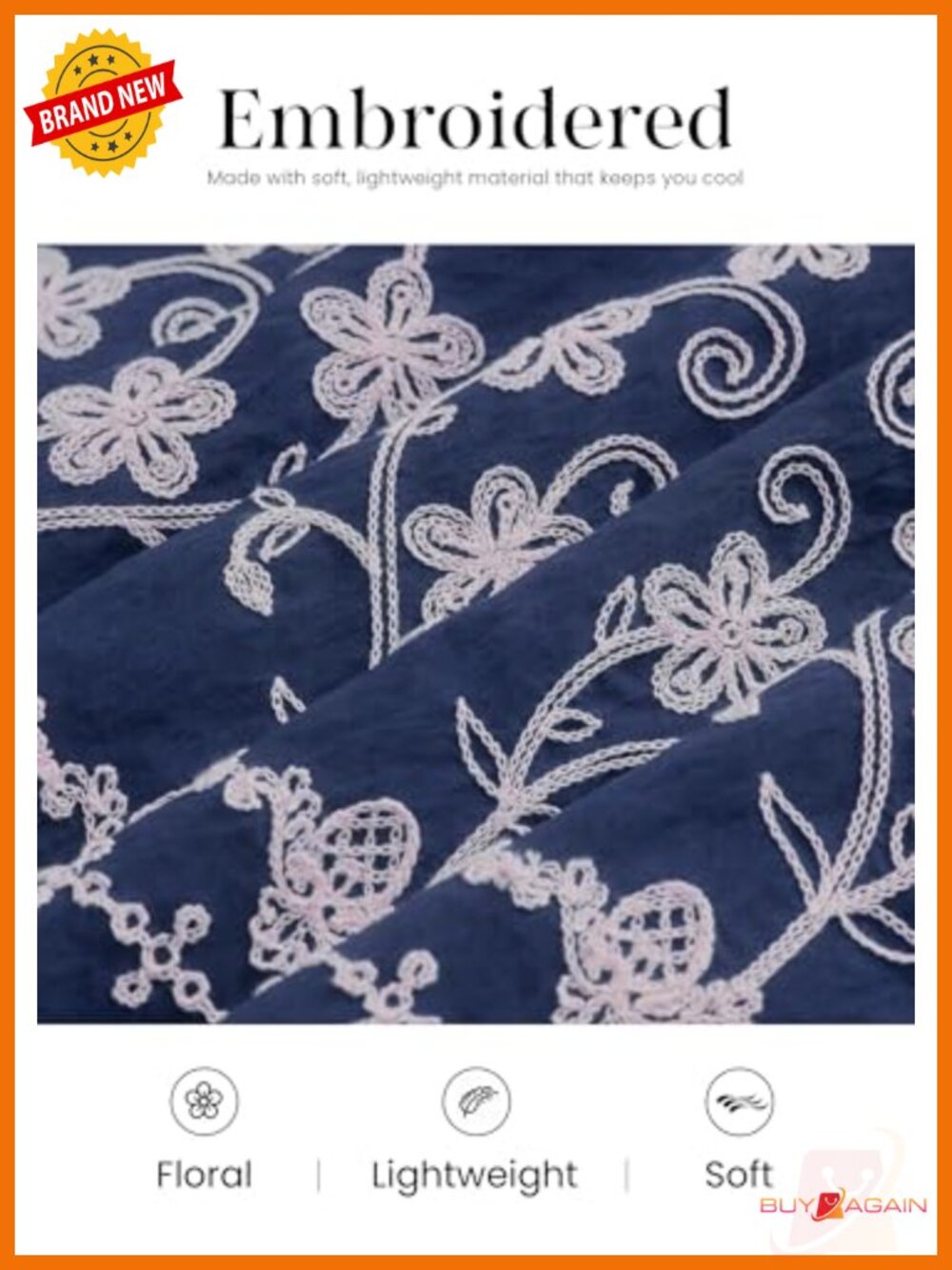Floral Embroidered A-Line Maxi Dress with Pockets Short Sleeve V-Neck - Picture 4 of 6